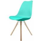Fusion Living Soho Plastic Dining Chair With Pyramid Light Wood Legs Aqua