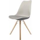 Fusion Living Soho Plastic Dining Chair With Pyramid Light Wood Legs Light Grey
