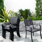 LivingandHome Living and Home Set of 4 Outdoor Patio Seating Garden Dining Armchairs, Grey