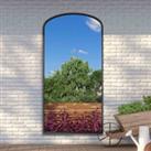 MirrorOutlet Angustus - Black Metal Framed Arched Outdoor Garden Wall Mirror 79"x39" (200 