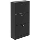 Vida Designs 3 Drawer Shoe Cabinet Flip Drawer Storage Cupboard Black