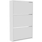 Vida Designs Welham 3 Drawer Mirrored Shoe Cabinet Storage Cupboard White