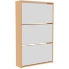 Vida Designs Welham 3 Drawer Mirrored Shoe Cabinet Storage Cupboard Oak