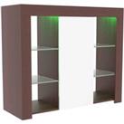 Vida Designs Azura 1 Door Led Sideboard Large Storage Cabinet Cupboard Buffett Walnut & White