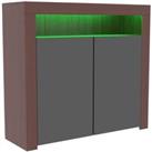 Vida Designs Nova 2 Door Led Sideboard Storage Cabinet Cupboard Buffett Walnut & Black