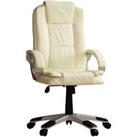 Vida Designs Charlton Executive Office Chair Gaming Computer Height Adjustable Swivel Faux Leather Cream