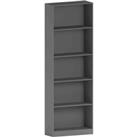 Vida Designs Cambridge 5 Tier Extra Large Bookcase Storage Freestanding Shelving Display Unit Grey
