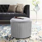 LivingandHome Living and Home Round Velvet Stool Chair Dressing Table Ottoman Grey
