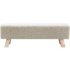 LivingandHome Living and Home Rectangular Tofu-shaped Footrest With Solid Wooden Legs Dark Beige