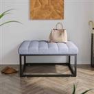 LivingandHome Living and Home Square Linen Footstool With Metal Frame Grey