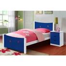 SleepOn Single 3Ft Childrens Wooden Star Bed Frame Bed Side - Blue