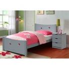 SleepOn Single 3Ft Childrens Wooden Star Bed Frame Bed Side - Grey
