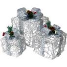 St Helens Set Of 3 Led Light Up Christmas Boxes Battery Operated With Timer 8 Patterns And 60 Led's