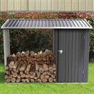 LivingandHome Living and Home Steel Outdoor Garden Storage Shed with Log Stacking Rack