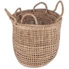 Pacific S 3 Open Weave Seagrass Round Handled Baskets