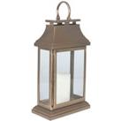 Pacific Antique Brass Steel And Glass Rectangular Lantern Small