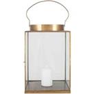 Pacific Antique Brass Metal And Glass Large Square Lantern