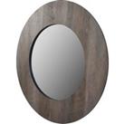 Pacific Brown Wood Veneer Round Wall Mirror