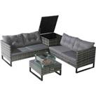 Home Treats Patio Furniture Set w/ Sofa Firepit & Table