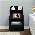 Livingandhome Wooden 1-drawer Bedside Table Nightstand With A Shelf Black