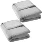 Tectake 2 Blankets Polyester 220X240Cm Grey