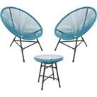 Southbury Designer Egg String Chair Bistro Garden Set - Blue