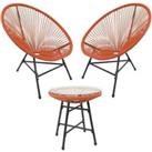 Southbury Designer Egg String Chair Bistro Garden Set - Orange