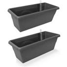 Gardenico Self-watering Balcony Planter 400mm - Anthracite - Twin Pack