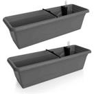 Gardenico Self-watering Balcony Planter 600mm - Anthracite - Twin Pack