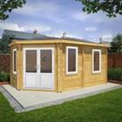 Mercia 5m x 3m Corner Lodge Log Cabin (44mm) - White UPVC Windows & Doors