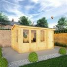 Mercia 4.1m x 3m Home Office Elite Log Cabin With Side Shed (28mm)