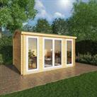 Mercia 4m x 3m Home Office Studio Log Cabin (44mm) - White UPVC Windows & Doors