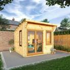 Mercia 3m x 3m Curved Roof Log Cabin (44mm) - UPVC Windows & Doors - Oak