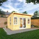 Mercia 4m x 3m Curved Roof Log Cabin (44mm) - White UPVC Windows & Doors