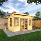 Mercia 4m x 3m Curved Roof Log Cabin (44mm) - Oak UPVC Windows & Doors