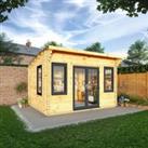 Mercia 4m x 3m Curved Roof Log Cabin (44mm) - Grey UPVC Windows & Doors