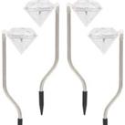 SA Products Pack Of 4 White Solar Diamond Stake Lights