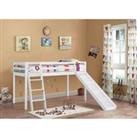 Sleepon 3Ft Wooden Mid Sleeper In White With Slide