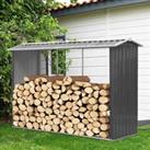 Livingandhome Outdoor Garden Steel Log Storage Shed 240X86X160CM