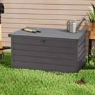 Livingandhome 350L Metal Outdoor Garden Storage Box Lockable Grey