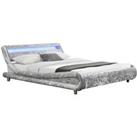 Home Detail Galaxy Led Velvet Silver King Bed
