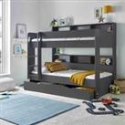Bedmaster Oliver Onyx Grey Storage Bunk Bed With Drawer And Spring Mattresses