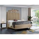 Eleganza Home Eleganza Torrini Upholstered Bed Frame Wool Fabric Small Double Latte