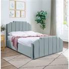 Eleganza Home Eleganza Trestle Upholstered Bed Frame Plush Velvet Fabric King Blue