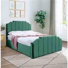 Eleganza Home Eleganza Trestle Upholstered Bed Frame Plush Velvet Fabric Super King Green