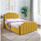 Eleganza Home Eleganza Trestle Upholstered Bed Frame Plush Velvet Fabric Super King Yellow