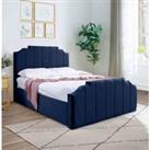 Eleganza Home Eleganza Trestle Upholstered Bed Frame Plush Velvet Fabric Super King Blue