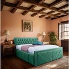 Eleganza Home Eleganza Liarra Upholstered Bed Frame Plush Velvet Fabric Single Green