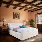 Eleganza Home Eleganza Liarra Upholstered Bed Frame Plush Velvet Fabric Single Cream