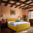 Eleganza Home Eleganza Liarra Upholstered Bed Frame Plush Velvet Fabric Super King Yellow